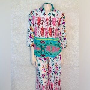 Boho Colorful Patterned Shirt and Pants Set